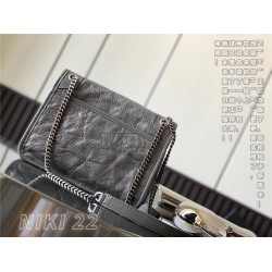 Yves Saint Laurent YSL Niki Small 22 Calfskin Bag Dark Grey Model: 633151 Size: 22×16.5×12cm