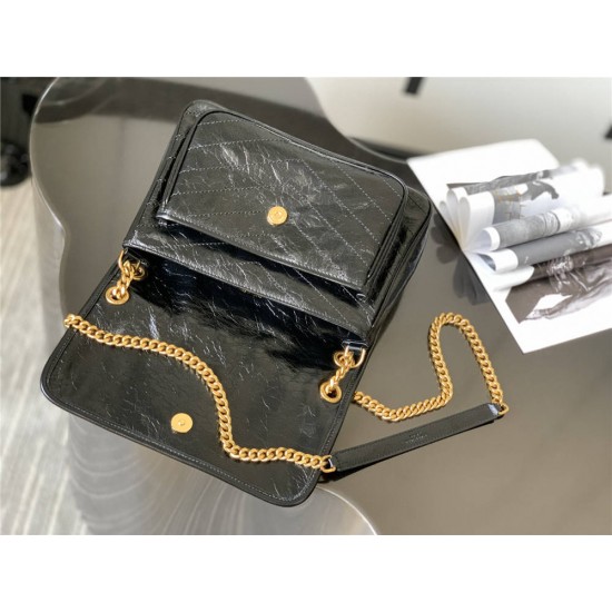 Yves Saint Laurent YSL Niki Large 28 Calfskin Bag Black Gold Hardware Model: 633158 Size: 28x20.5x8.5cm