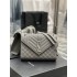 Yves Saint Laurent YSL Envelope Medium 24 Grey Silver Hardware Grained Leather Model: 487206 Size: 24x17.5x6cm