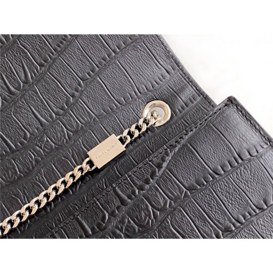 Yves Saint Laurent YSL Kate Crocodile Embossed Medium 24 Black Silver Hardware Model: 326078 Crocodile Embossed Size: 24x14.5x5.5cm