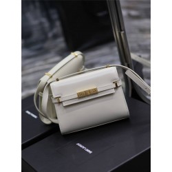 Yves Saint Laurent YSL Manhattan Mini 19 White Gold Hardware Smooth Leather Model: 727766 Size: 19×14×4cm