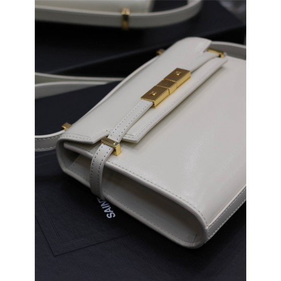 Yves Saint Laurent YSL Manhattan Mini 19 White Gold Hardware Smooth Leather Model: 727766 Size: 19×14×4cm