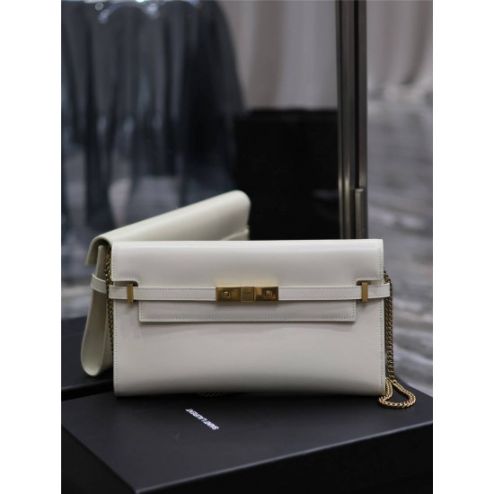 Yves Saint Laurent YSL Manhattan Chain Bag 30 White Gold Hardware Model: 695946 Size: 30×17×2.5cm