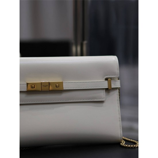 Yves Saint Laurent YSL Manhattan Chain Bag 30 White Gold Hardware Model: 695946 Size: 30×17×2.5cm