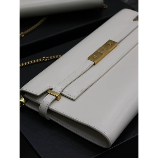 Yves Saint Laurent YSL Manhattan Chain Bag 30 White Gold Hardware Model: 695946 Size: 30×17×2.5cm