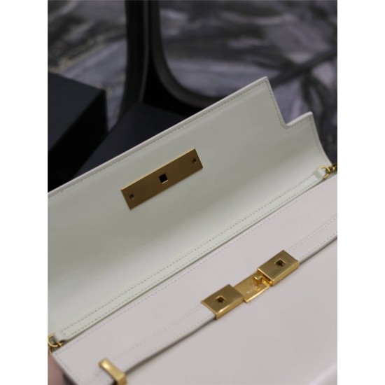 Yves Saint Laurent YSL Manhattan Chain Bag 30 White Gold Hardware Model: 695946 Size: 30×17×2.5cm