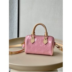 Louis Vuitton Nano Speedy M81879 paint leather pink bag 16 x 10 x 7.5cm