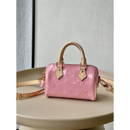 Louis Vuitton Nano Speedy M81879 paint leather pink bag 16 x 10 x 7.5cm