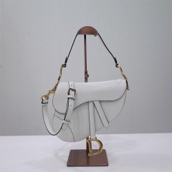 Dior saddle 25.5*20*6.5cm white gold leather