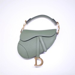 Dior saddle 25.5*20*6.5cm green gold leather