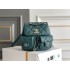 Chanel backpack green champagne gold 17.5x16.5x10cm small Hass leather