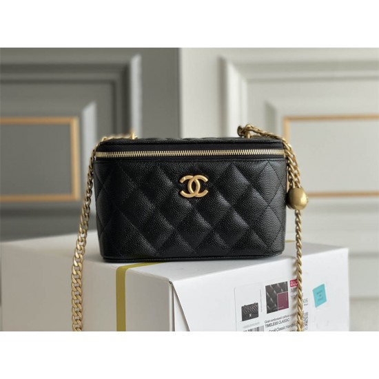 Chanel Vanity box pink style caviar Hass  gold ball   9.5x17x8cm