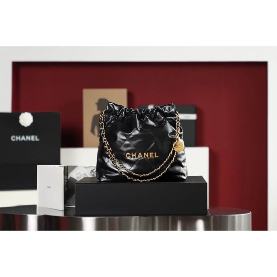 Chanel 22 bag black gold 35cm