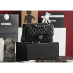 Chanel classic flap caviar 25cm black gold