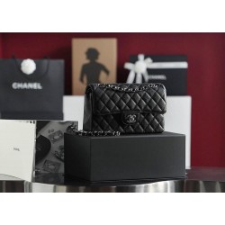 Chanel classic flap caviar 23cm black silver 