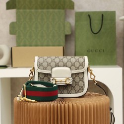 Gucci Horsebit 1955 20.5*14.5*5cm monogram white