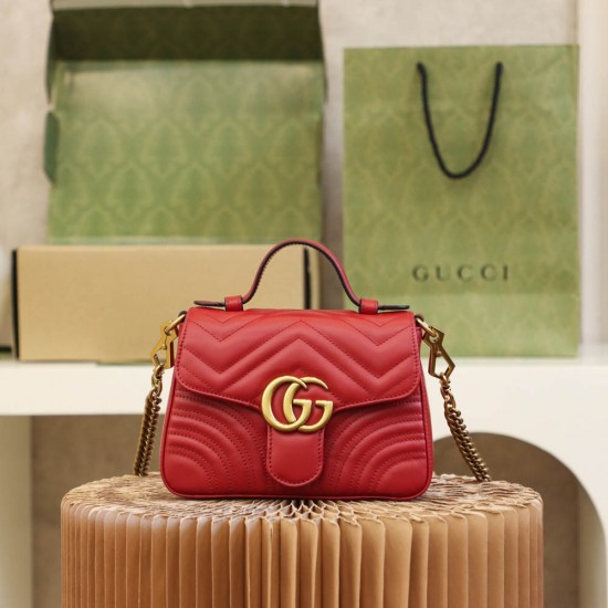 Gucci GG Marmont Mini 21*15.5*8cm red gold