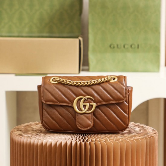 Gucci GG Marmont 22*13*6cm brown gold