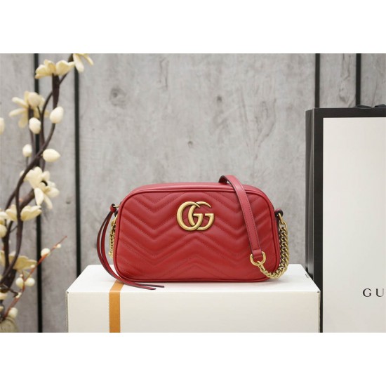 Gucci GG Marmont 24*13*7cm red gold camera bag