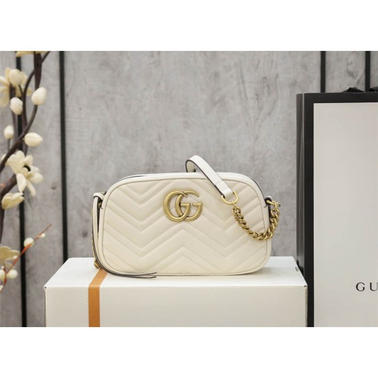 Gucci GG Marmont 24*13*7cm white  gold camera bag