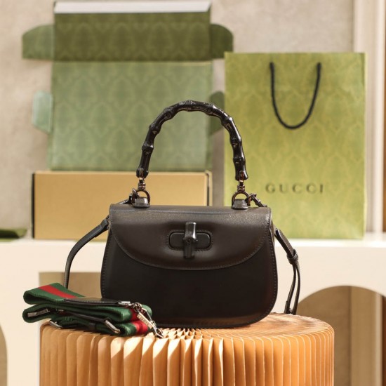 Gucci Bambo 21*15*7cm black leather