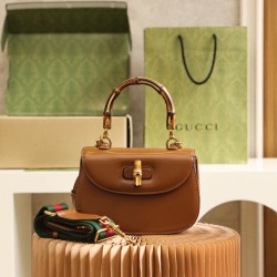 Gucci Bambo 21*15*7cm brown leather