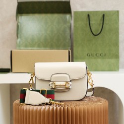 Gucci Horsebit 1955  white leather 20.6*14.4*5.1cm