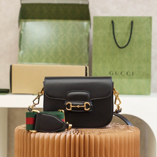 Gucci Horsebit 1955  black leather 20.6*14.4*5.1cm