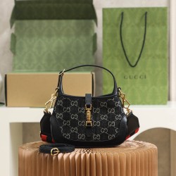 Gucci Jackie 1961 Black Denim 19*13*3cm