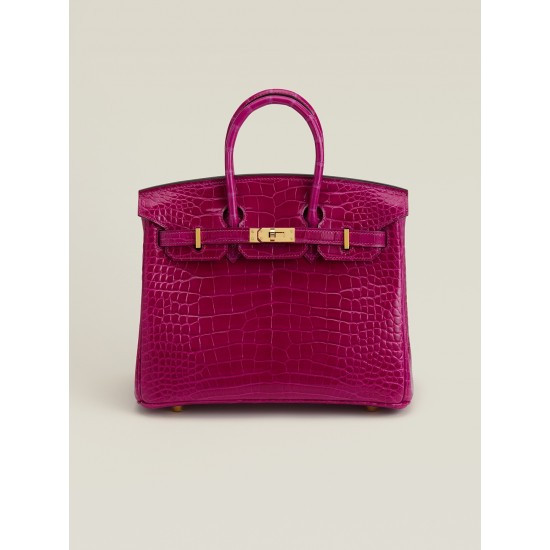 Hermes birkin 25cm  leather red crocodile