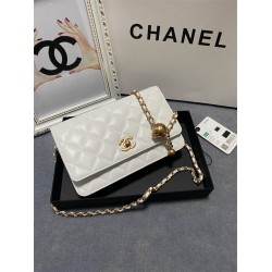 Chanel WOC gold ball 19cm white lambskin