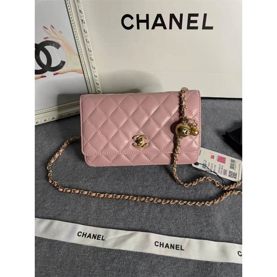 Chanel WOC gold ball 19cm pink lambskin