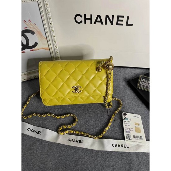 Chanel WOC gold ball 19cm yellow lambskin