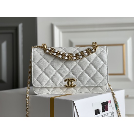 Chanel WOC white 19*12*3.5cm Hass leather caviar