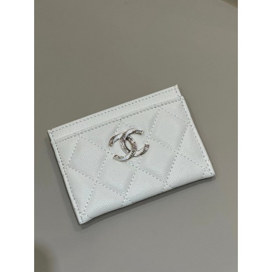 Chanel wallet card holder  white caviar