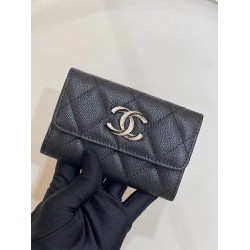 Chanel wallet card holder  black caviar 11-8.5-3cm