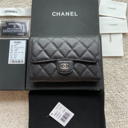 Chanel wallet black w15×h10×d2.5 caviar