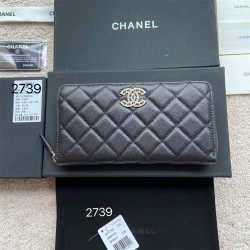 Chanel wallet caviar w19.5×h10.5×d2cm black