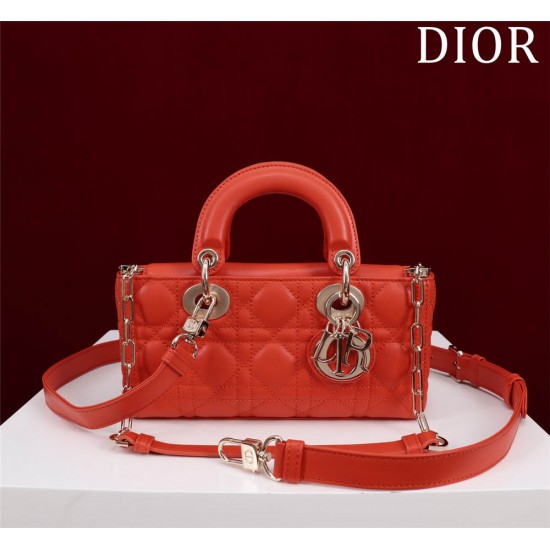 Dior Lady D-Joy lambskin red 22.5*12*6cm medium