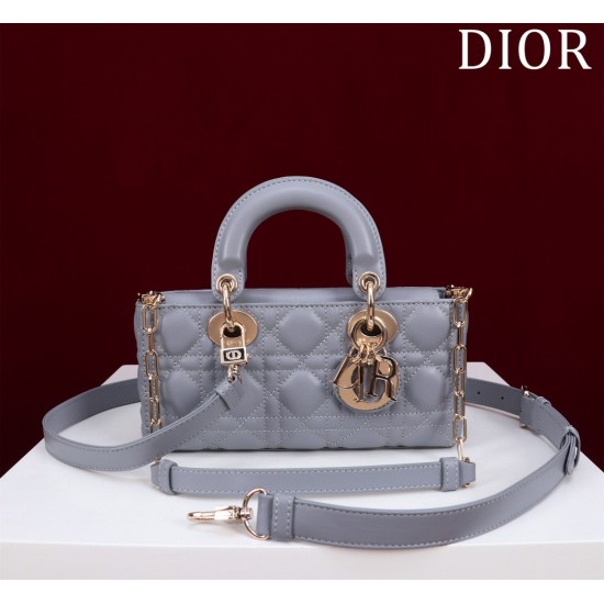 Dior Lady D-Joy lambskin grey 22.5*12*6cm medium