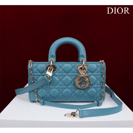 Dior Lady D-Joy lambskin blue 26 x 13.5 x 5cm 