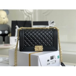 Chanel Leboy V NCAS calf leather 25*14.5*8cm black gold