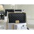 Chanel Leboy V NCAS calf leather 25*14.5*8cm black gold