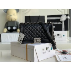 Chanel Leboy diamond NCAS calf leather 25*14.5*8cm black silver