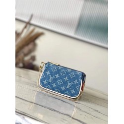 Louis Vuitton M82960 Mini Pochette  Accessories  Denim 4.5 x 9.5 x 4.0 cm