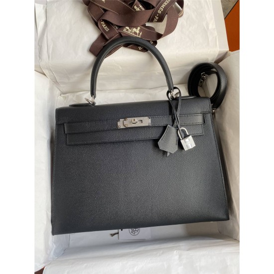 Hermes Kelly 32cm Epsom black silver