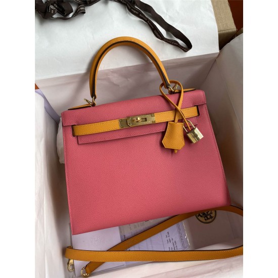 Hermes Kelly 32cm Epsom red gold