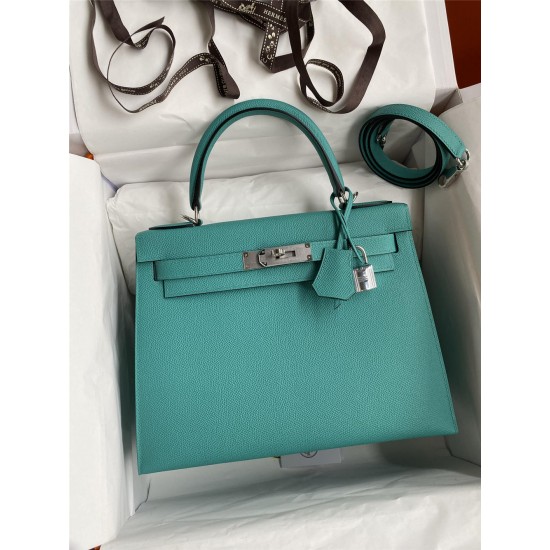 Hermes Kelly 32cm Epsom green silver