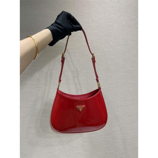 Prada Hobo Patent leather red Cleo 26.5X15X4CM