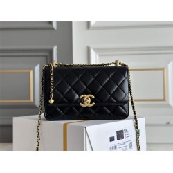 Chanel double gold ball 14.5x22x8cm black gold